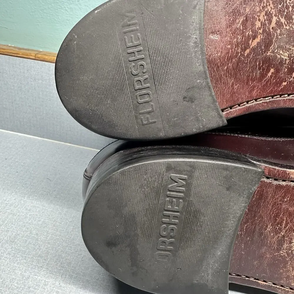 Men's Florsheim Imperial‎ Kenmoor Longwing Oxfords Dress Shoes SZ 7.5 D Burgundy